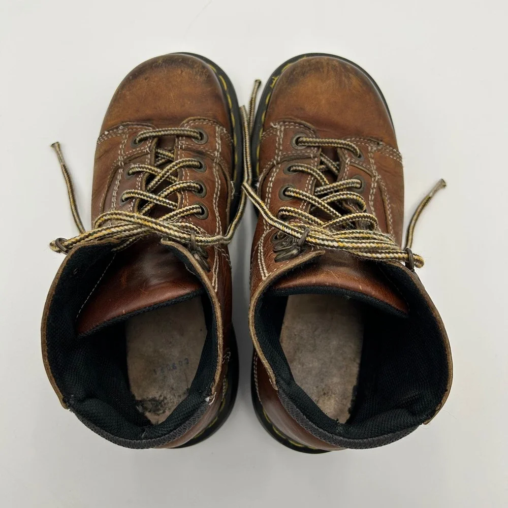 Dr Doc Martens Mens Leather Work Utility Boots US 7 Y2K Distressed Brown  8A07